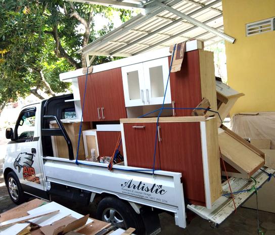 Proses Pemasangan Furniture Interior Design Kitchen Set, Partisi, Lemari Bawah Tangga Pesanan Bapak Wawan di Sleman Daerah Istimewa Yogyakarta